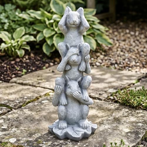 Elenon Zen Squirrel Statue, Three Wise Squirrels Sculpture, Meditation Yoga Animal Figurine, Sculpture, Hand-Painted Resin Garden Decor for Patio Lawn Home by ELENONSTATUE