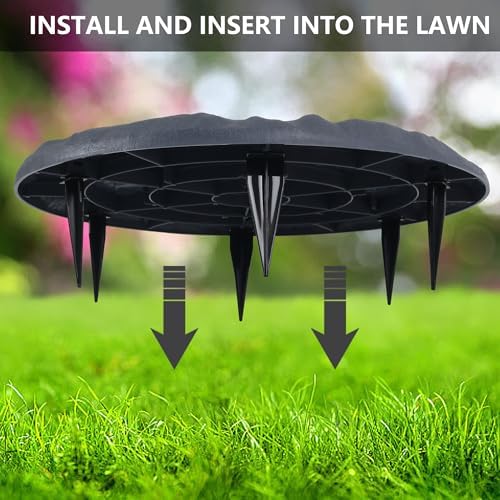4Pcs Large Stepping Stones Outdoor Garden Walkway, Durable Plastic Pavers for Patio, Pathway, and Landscaping, Weatherproof Stepping Stones with Ground Stakes for Easy Installation (Round Grey) - Image 2