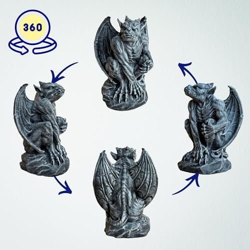 OLOMA Gothic Gargoyle Garden Statue Concrete Demon Fantasy Sculpture Mythical Monster Guardian Figurine Cement Grotesque Ornament Medieval Beast Yard Art Handcrafted Outdoor Patio Yard Porch Accent - Image 3