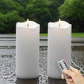 4"*10" Waterproof Outdoor Flameless Candles with Remote & Timer, White by SEHNSY