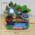 Wind Water Creative Decoration Statue,Resin Tabletop Water Fountain,Indoor and Outdoor Waterfall,Electric Portable Little Fake Mountain with Rotating Ball Decoration Gift-Flowing Water Swings 1 - Image 2