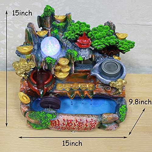Wind Water Creative Decoration Statue,Resin Tabletop Water Fountain,Indoor and Outdoor Waterfall,Electric Portable Little Fake Mountain with Rotating Ball Decoration Gift-Flowing Water Swings 1 - Image 2