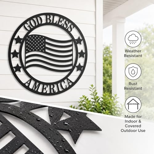 Custom Patriotic Metal Wall Sign Personalized Family Name Last Name Metal Sign American Flag Decor God Bless Personalized Signs Patriotic Home Gift - Image 3