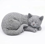 Stone Sleep Cat Statues Outdoor Decorative, Cat Memorial Statue for Yard Lawn Patio Porch, Garden Pet Grave Marker Figures, 9.44" L x 6.29" W x 4.33" H by Unknown