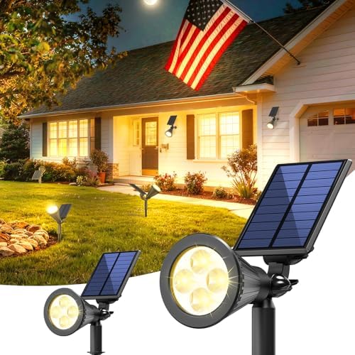 JEJOT 2 Pack Solar Spot Lights Outdoor Waterproof with Focus Beam by JEJOT