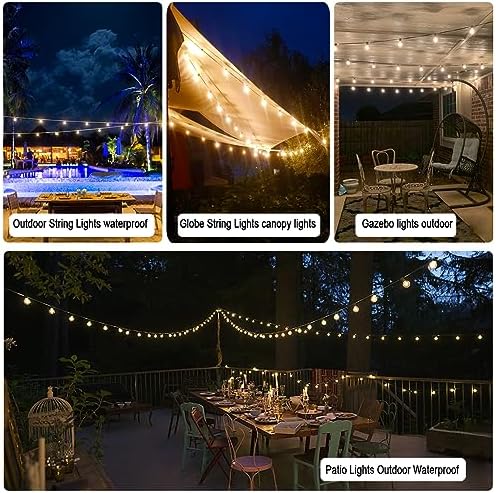 100FT Outdoor Globe String Lights LED Waterproof G40 String Lights Connectable with 52 Shatterproof Bulbs Dimmable Patio Lights String for Bistro Backyard Gazebo Lights - Image 4