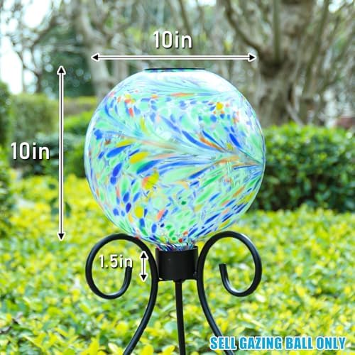 VCUTEKA Solar Gazing Ball, Glass Garden Globes for Outdoor Yard Decor, 10“ - Image 6