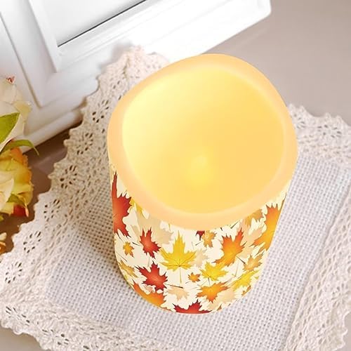 Jeiento Fall Flickering Flameless Candles Maple Leaf Realistic Battery Operated Candles Set of 4,Outdoor Thanksgiving Pillar Candle for Harvest Festive Party Home Decorations - Image 4