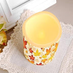 Jeiento Fall Flickering Flameless Candles Maple Leaf Realistic Battery Operated Candles Set of 4,Outdoor Thanksgiving Pillar Candle for Harvest Festive Party Home Decorations - Image 4