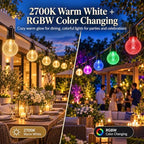 BBG Color Changing Outdoor String Lights, Waterproof LED Patio Lights, 50ft - Image 3