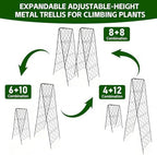 50"x17" Heavy Duty Metal Garden Trellis - Rust-Proof A-Frame Cucumber Trellis with High-Density Rhombus SteelGrats for Climbing Plants, Tomatoes & Raised Beds, Outdoor Use (2 Pack) - Image 5