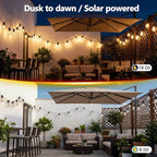 100FT Solar String Lights Outdoor, IP65 Waterproof Shatterproof Dimmable LED Bulbs, Solar & USB Powered, 20+ Hrs Long Lasting, Hanging Lights for Outside Patio, Backyard, Garden, Wedding, Party Decor - Image 7