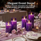 Homemory Purple Flickering Flameless Candles, Battery Operated Acrylic LED Pillar Candles with Remote Control and Timer, Purple Decor, Set of 9 - Image 3