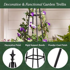 Evergreen Metal Garden Obelisk Trellis for Climbing Plants Outdoor, Indoor Plant Trellis for Potted Plants, Floral Pattern Arch Trellis (Black, 6 ft. Pyramid) - Image 4