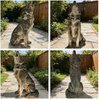 29.72" H x 17.91" L Wolf Sculpture Weather Resin Patio Plant, Grey - Image 4