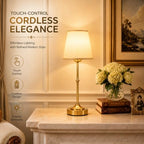 Yunaking Rechargeable Gold Table Lamp: Cordless Lamp with 3 Color Dimmable - Image 2