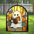 Funny Ghost Reading Book Acrylic Suncatcher by AVAGAN