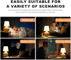 Rattan Small Table Lamp, Boho Farmhouse Style, Cotton Linen Lamp Shade, 6.2×6.2×11.8 Inch, with E12 LED Warm Light Bulb - Image 3