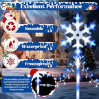 10 Pcs Christmas Snowflake Pathway Stake Lights for Outdoor Yard, 370 Bright LEDs Waterproof Large Christmas Snowflake Light Decoration for Garden Lawn Driveway Walkway Decor (Blue White) - Image 3