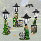 Solar Frog Garden Statue Outdoor Decor with LED Lantern & Welcome Planter - Image 4