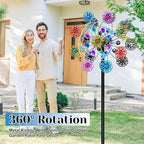 Wind Spinners Outdoor, Kinetic Wind Spinner,Yard Art Windmill with Metal Stake, Metal Wind Sculptures & Spinners,Waterproof Pinwheels Large Wind Spinner for Yard and Garden (Snow-Colour) - Image 4