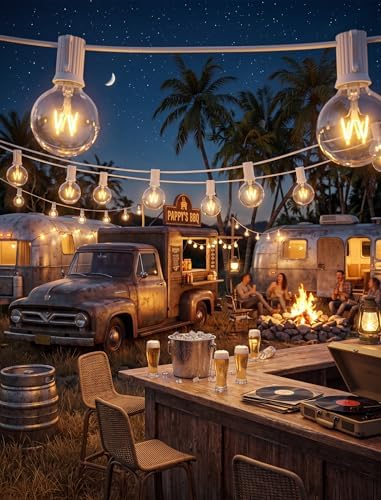 Abeja 50Ft Outdoor Patio String Lights with 53 Clear Globe G40 Bulbs - Image 7