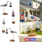 250th Anniversary Decorations,4th of July Decorations Solar Garden Lights,Fourth of July Red White and Blue Seagull Statue Solar Lights Outdoor,Patriotic Decor With Solar Lantern for Independence Day - Image 5