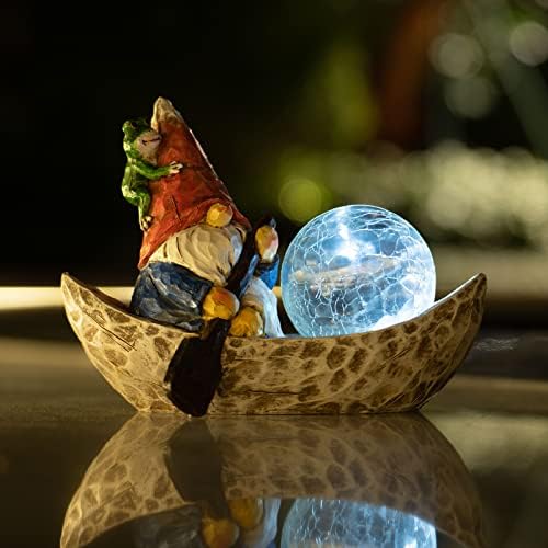Rezpuao Garden Gnome Statue,Solar Gnomes Figurine,Outdoor Gnome Decor,Gnomes Decorations for Yard with Solar Light,Gnome Sculptures for Patio Lawn Ornaments - Image 2