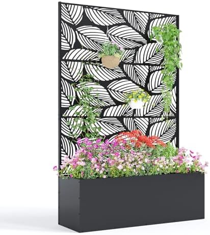 Garvee 71"x47"x16" Metal Planter Box with Trellis for Climbing Plants Vines by Garvee