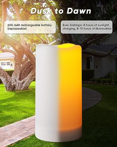 Homemory Solar Candles Outdoor Waterproof, Dusk to Dawn Sensor, 3"x4"5" 6" - Image 3