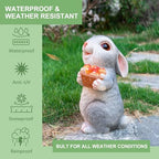 Solar Rabbit Garden Statues Outdoor Decor Resin Bunny Figurine Holding Mushroom with LED Lights for Porch Patio Lawn Yard Christmas Housewarming Gardening Gifts for Mom Grandma - Image 4