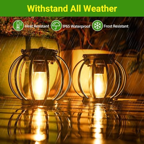 KOOPER Solar Lanterns Outdoor Waterproof, 4 Pack Upgraded Metal Hanging Solar Lights Outdoor Lanterns, Brighter Auto On/Off Outdoor Hanging Lantern for Yard Patio Pathway Porch Garden Decor - Image 3