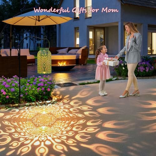 Homeimpro Solar Outdoor Lanterns Waterproof Peacock Gardening Gifts for Mom, Big Solar Garden Yard Art, Outside, Patio, Birthday Mothers' Day Gifts Grandma Wife (2Pack, Antique Green) - Image 2