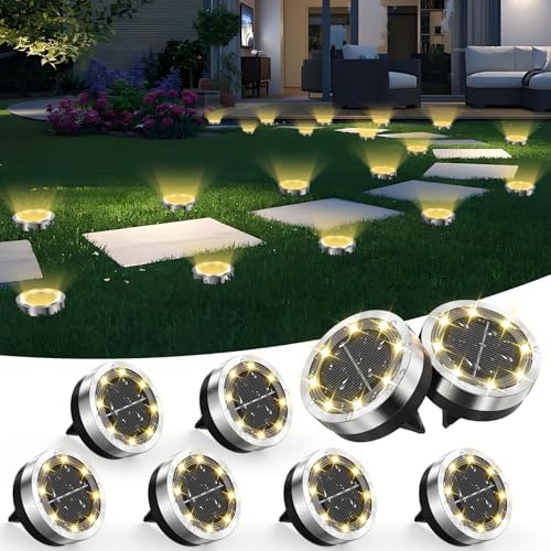 Solar Ground Lights Outdoor, 8 Pack Solar Lights Outdoor Warm White by Unknown