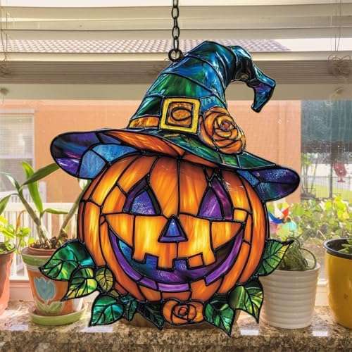 Witch Jack-o'-Lantern Acrylic Suncatcher - Image 4