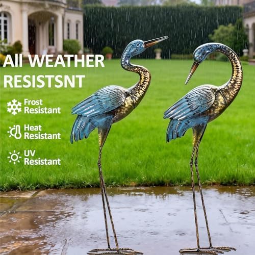 Natelf Outdoor Garden Crane Statues Blue Heron for Lawn Yard Decor - Image 3