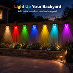 AUDLES Solar Fence Lights Outdoor Waterproof LED, 8 Modes Warm & RGB 6 Color Changing Solar Powered Flood Wall Lights, Solar Light for Step, Pathway, Garden, Deck, Stairs Decor- 12 Pack - Image 6
