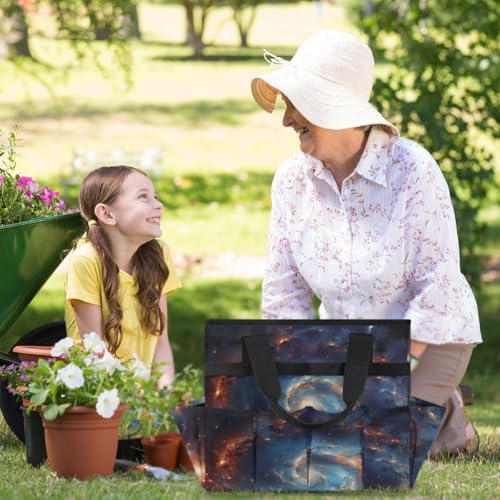 Space Garden Tool Bag Organizer Heavy Duty Galaxy Nebula Outer Space Gardening Tote Bag with 10 Pockets for Women Men Gardening Gifts - Image 6