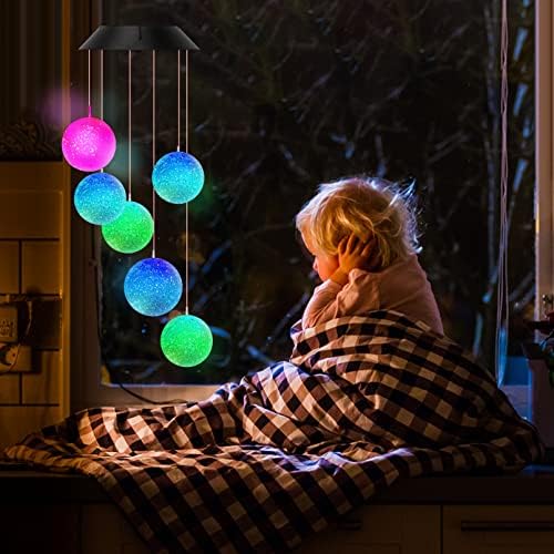 Solar Wind Chimes Color Changing,Crystal Ball Wind Chimes,Solar Powered Wind Chimes for Outside,LED Mobile Hanging Wind Chime,Outdoor Waterproof Wind Bell Light for Patio Yard Garden Home Decoration - Image 5