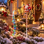Solar Christmas Santa Watering Can Light, Outdoor Garden Stake Decor，2PC - Image 4