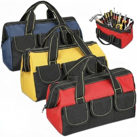 Sanwuta 3 Pack 16 Inch Tool Bags, Classic, Blue, Red, Yellow by Sanwuta