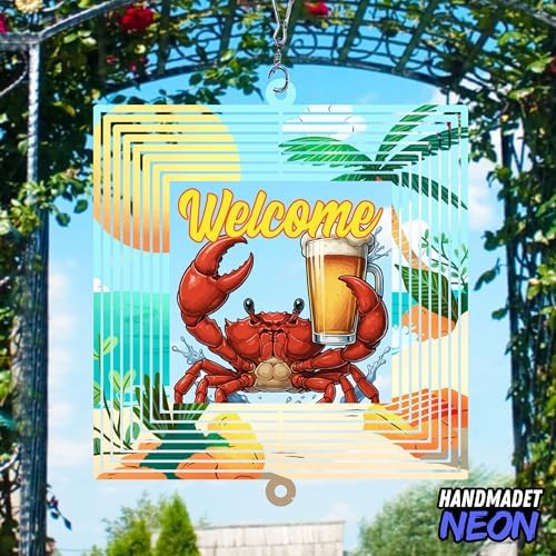 Personalized Crab Colorful Garden Wind Spinner, Custom Name 3D Kinetic Yard Ornament for Outdoor Lawn Decor Gifts - Image 5