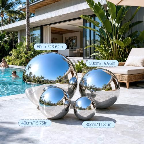 Gazing Ball, Diameter Polished Reflective Smooth Garden Sphere (4Pcs Mix) - Image 3