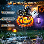 Halloween Pumpkin Lights,Metal Stake with Solar Lantern Decor Outdoor - Image 2