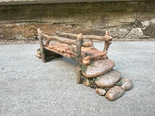 Fairy Garden Bridge, Acrylic, Stone and Log Design, 7.5" Wide - Image 2