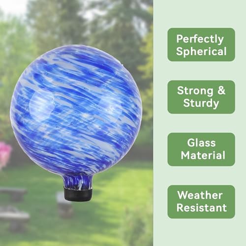 Lily's Home Glass Gazing Ball, A Colorful Addition to Any Garden or Home, Ideal As a Housewarming Gift. 10 Inch (Calming Water) - Image 4