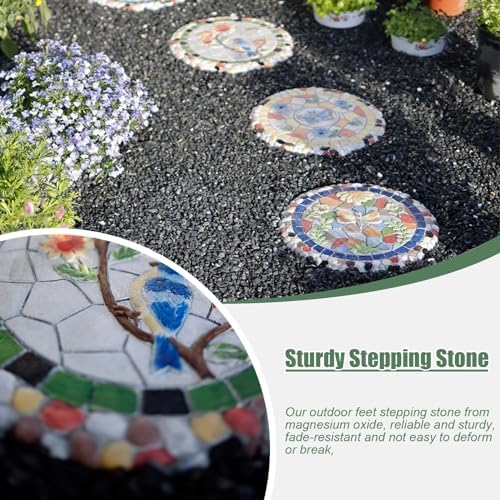 Kunovo Outdoor Garden Stepping Stone, Round Dimensional Pattern Walkway Step Stones Φ 13"", Multicolored Decorative Stone for Pathways/Lawns/Pond Areas (Style : Bird, Size : 2PCS), 58741 - Image 3