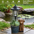 Solar Highland Cow Outdoor Statue, Garden Decor with Flowerpot & Lantern - Image 6