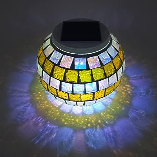 Lxcom Lighting Solar Color Changing Mosaic Lamp Glass 3D Colorful Ball Lights Globe Ball Rechargeable Solar Table Lamp Decorative Waterproof Solar Night Light for Outdoor Indoor Garden Patio Yard by LxcomLighting