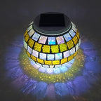 Lxcom Lighting Solar Color Changing Mosaic Lamp Glass 3D Colorful Ball Lights Globe Ball Rechargeable Solar Table Lamp Decorative Waterproof Solar Night Light for Outdoor Indoor Garden Patio Yard by LxcomLighting